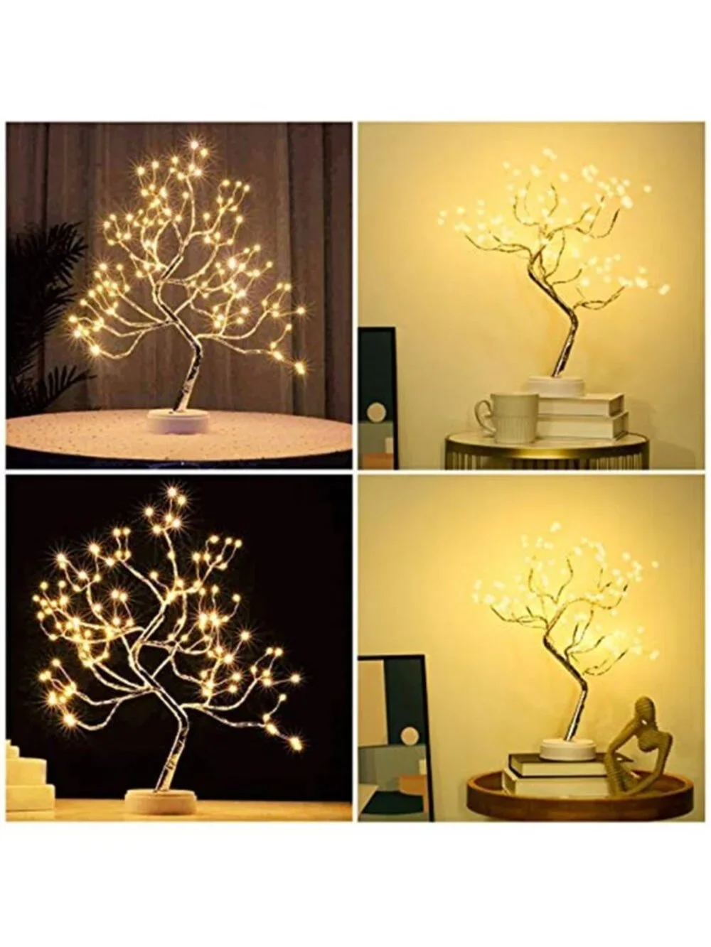 LED Bonsai Tree Lamp Warm White Night Light USB Battery Powered Decor